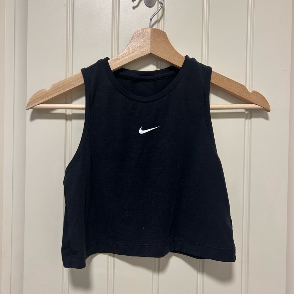 Nike Black Crop Tank with White Swoosh